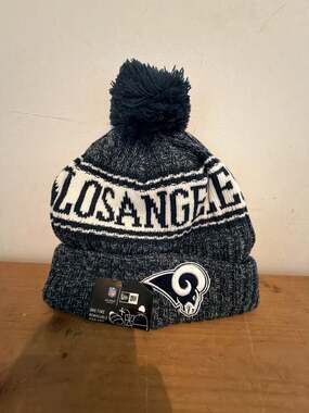 New Era NFL Los Angeles Rams On-Field Sport Knit Beanie Hat with Removable Pom